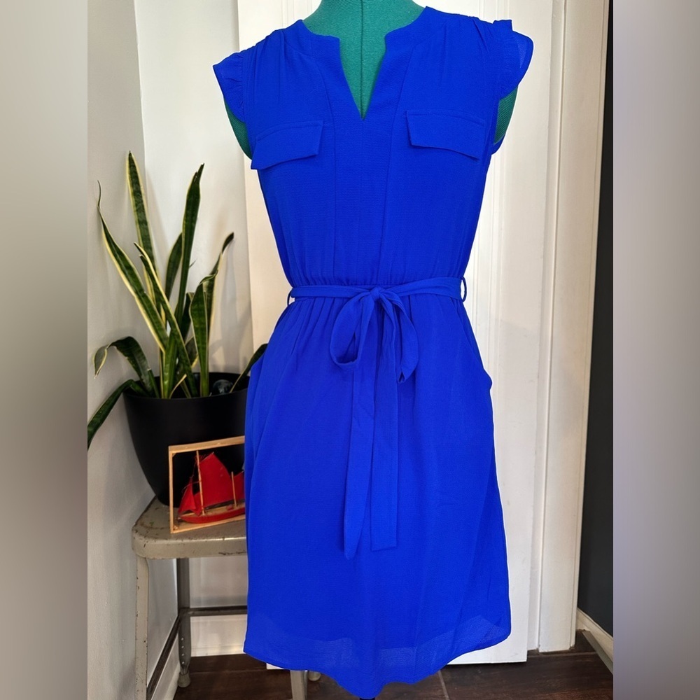 Monteau Blue Dress Small cap sleeve